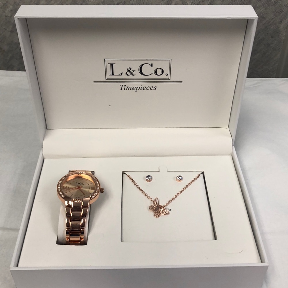 L & Co Watch, Earring and necklace set.